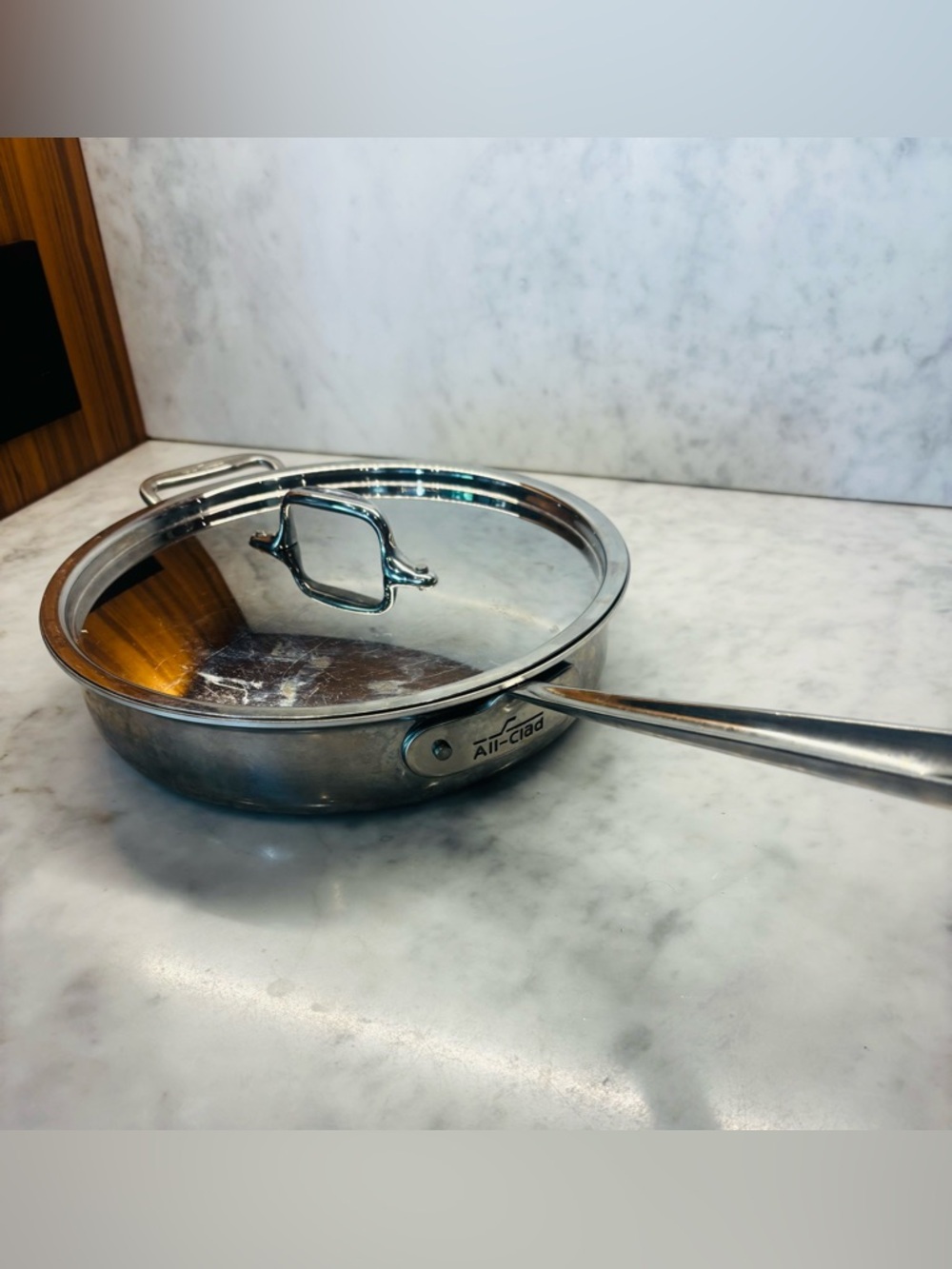 All clad Stainless Steel saute Pan with Lid - Silver